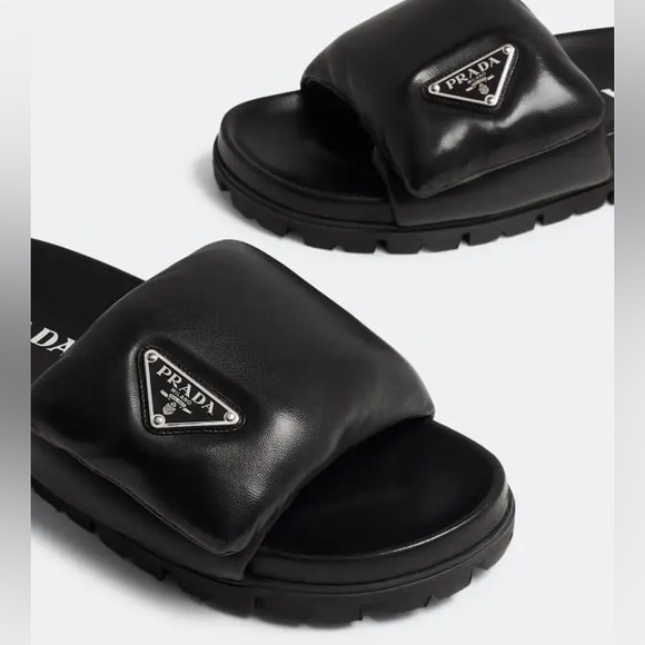 Prada Shoes - EUC Prada Soft Padded Nappa Leather Slides $1,020 36.5